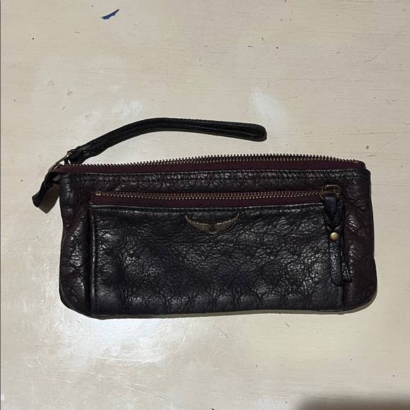 Zadig & Voltaire Handbags - Zadig & Voltaire Deep Purple Leather Wristlet Clutch